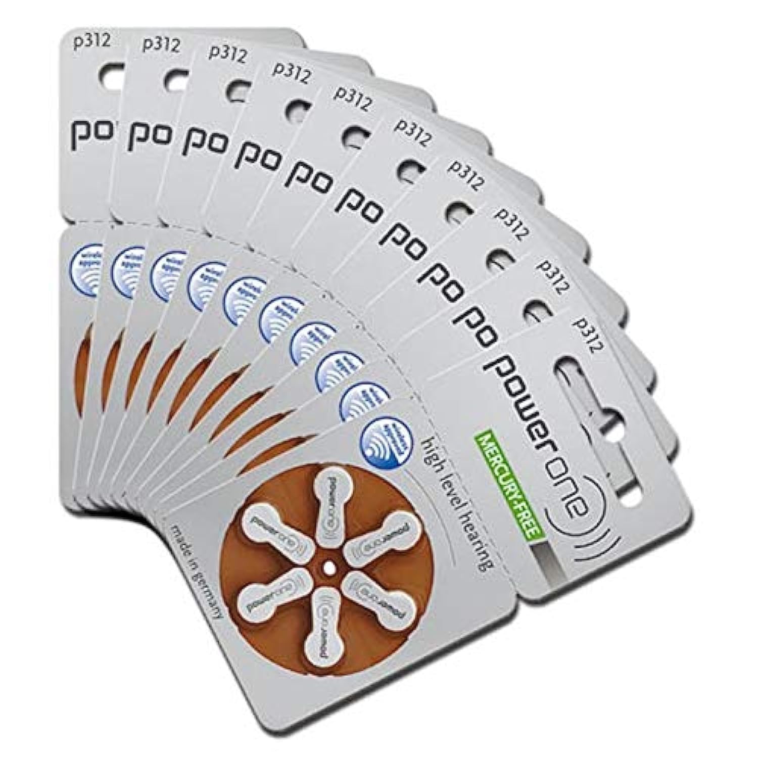 60 x Powerone 1.45V Hearing Aid Batteries Size 312