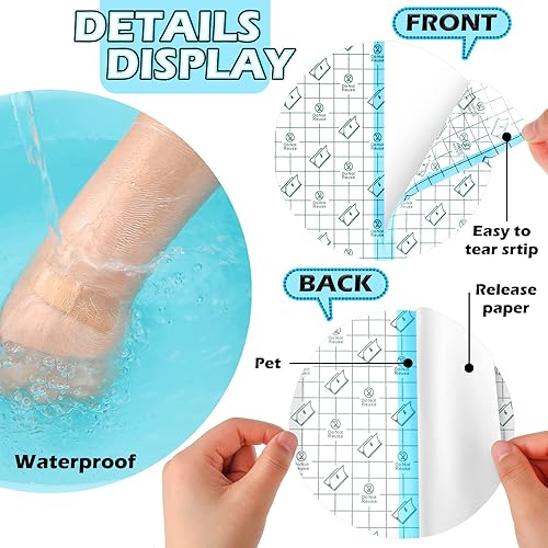 Miniatura 3 de 50 vendajes adhesivos impermeables transparentes, cintas protectoras transparentes para cubrir tatuajes, cintas para vestir en la ducha (6 x 6
