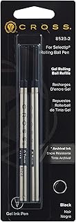 Cross 8523-2 Original Refill for Rollerball Gel Ink Cartridges, Compatible with a variety of Cross Rollerball Gel Pens, Black, (Pack of 2)