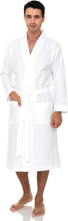 TowelSelections Mens Robe, Waffle Spa Bathrobe, Soft Kimono Bath Robe