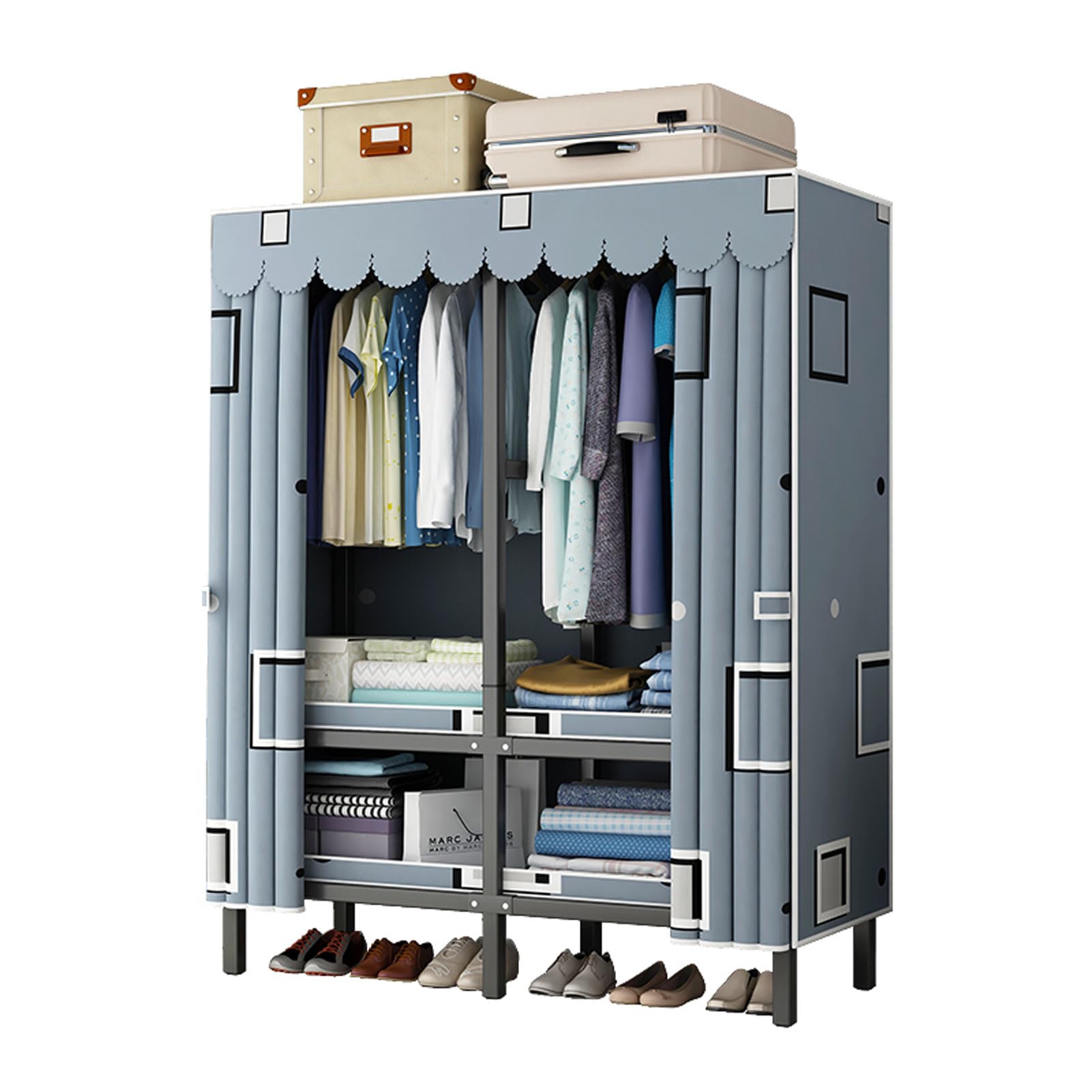 Armoire de rangement pliable en tissu et métal de 130x50x175 cm