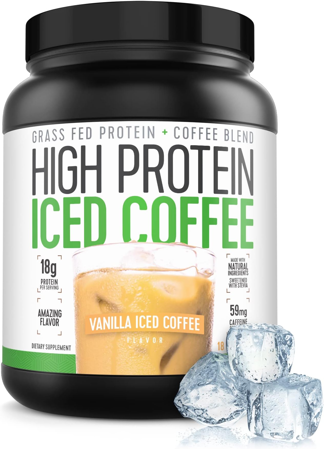 Keto Friendly, 18g of, 2g Carbs, Natural Ingredients (18 Servings, Vanilla Latte)
