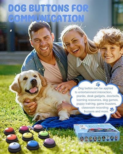 Miniatura 5 de Botones para comunicación para perros, juego de 9 botones para hablar con perros, grabación de voz de 30 segundos, botones de entrenamiento para