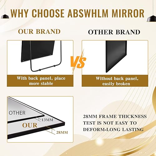 Miniatura 2 de ABSWHLM Espejo arqueado de longitud completa de 71 x 32 pulgadas con soporte, marco de aleación de aluminio, espejo grande para sala de estar,