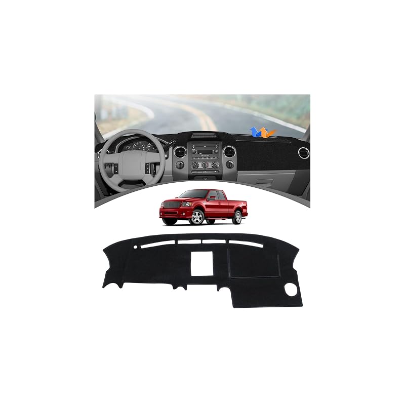Capa para Painel FIILINES para Ford F-150 2004–2008 e Lincoln Mark LT 2006–2008, tapete de painel sob medida em poliéster preto