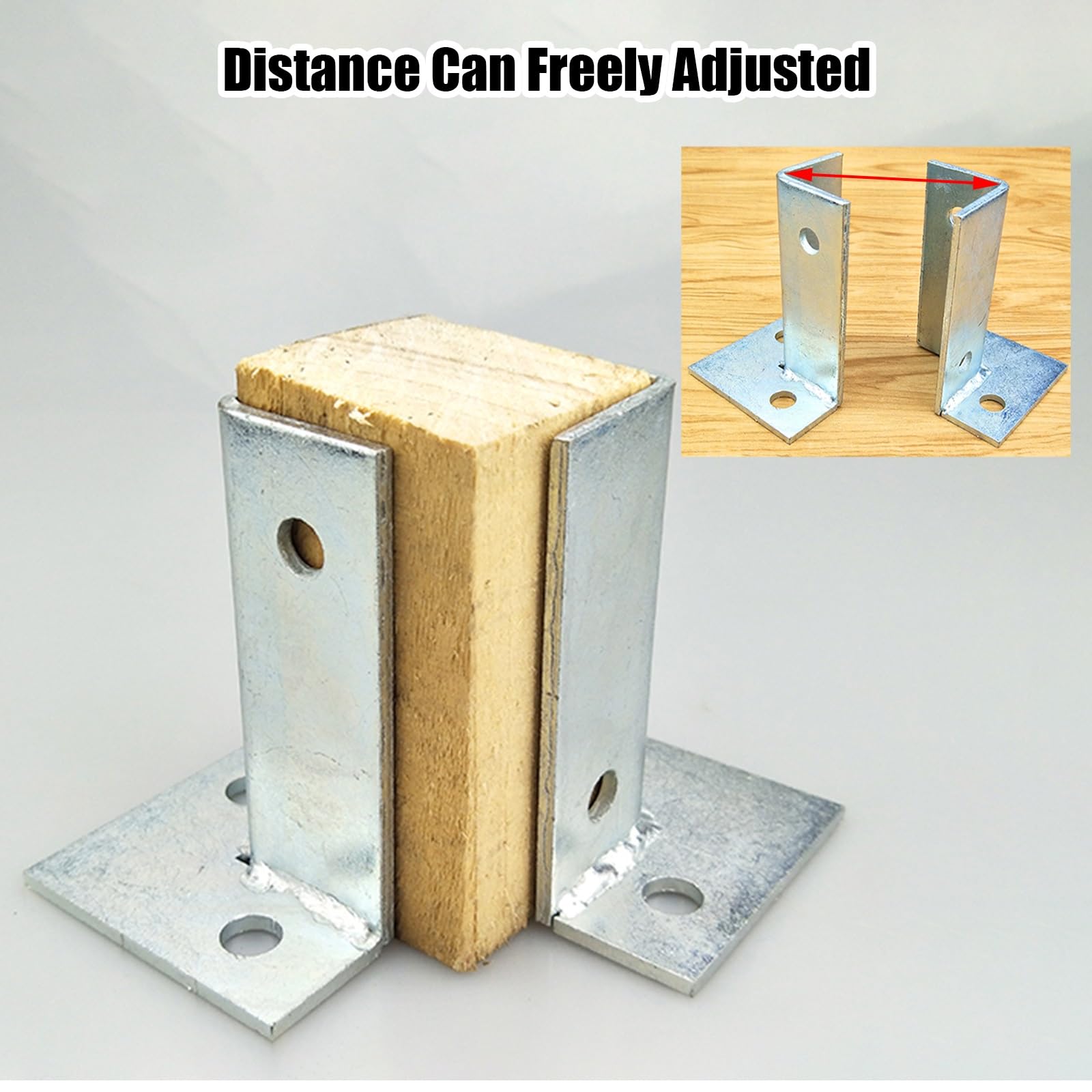 Base de poste ajustable para hormigón, funda cuadrada resistente para valla de madera, pérgola, barandilla de cubierta, instalación de buzón