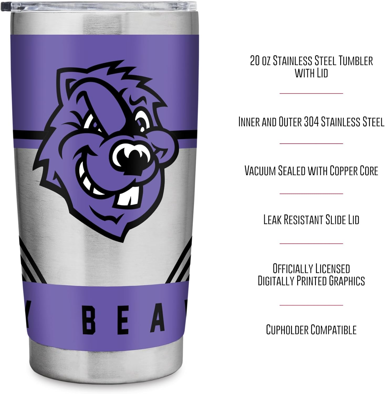 Rico Industries NCAA Lincoln (MO) Blue Tigers Standard 20oz Stainless Steel Tumbler with Lid - Great For Coffee, Tea, Water or Cocktails - Image 7