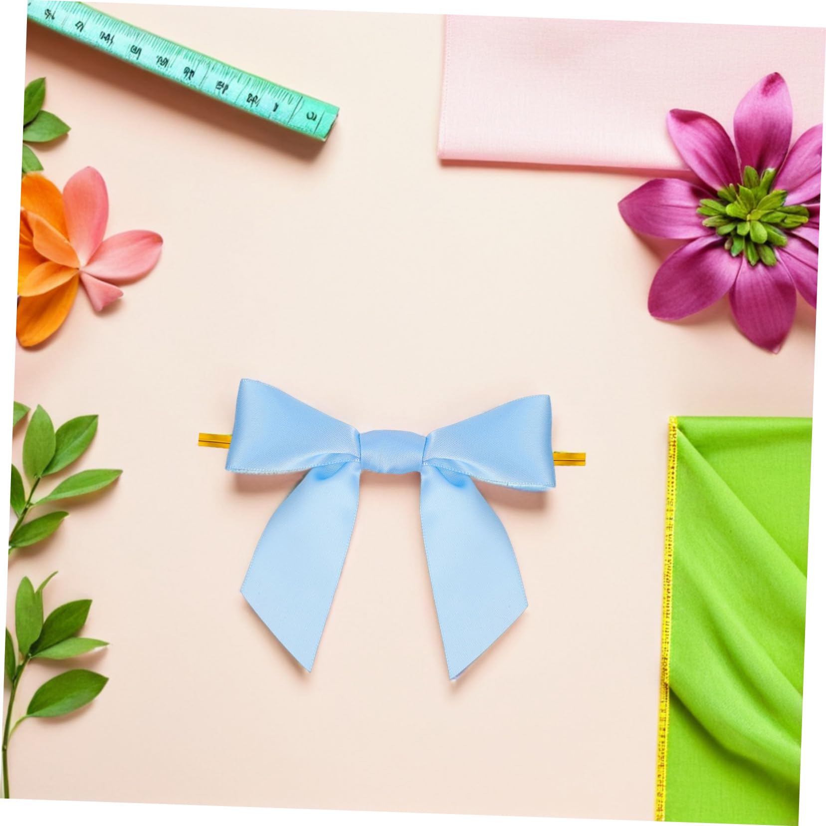100 Pezzi Fiocchi Pre-legati Azzurri con Filo Twist per Sacchetti Regalo Nastri Decorativi per Confezioni Feste e Artigianato