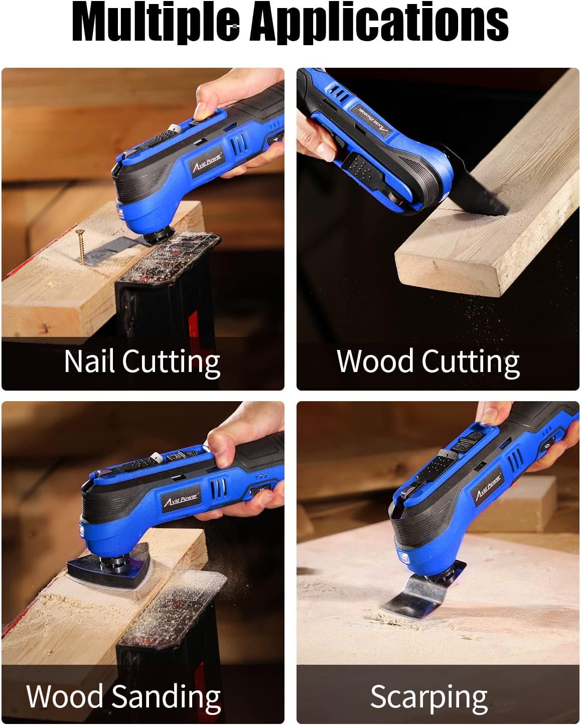 AVID POWER 12V Cordless Oscillating Tool Set, Battery Power Oscillated Multitool Kits, 18000 OPM Variable Speed & 2.8°Oscillating Angle, Oscillating Multi-Tool for Cutting, Scraping, Sanding