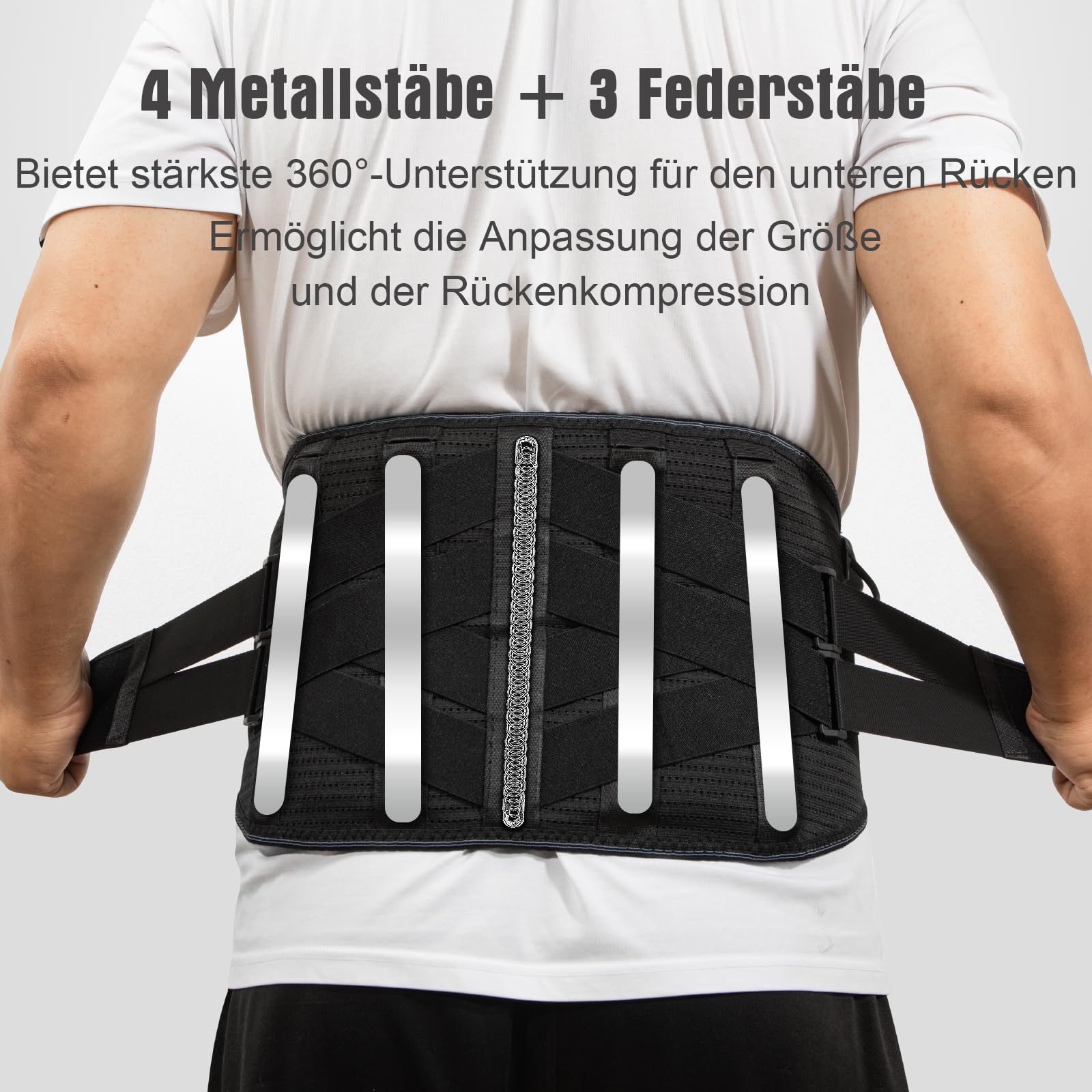 Beheizter Rückenstützgurt mit Massagefunktion – Wiederaufladbare Heizauflage für den Rückenbereich, XL