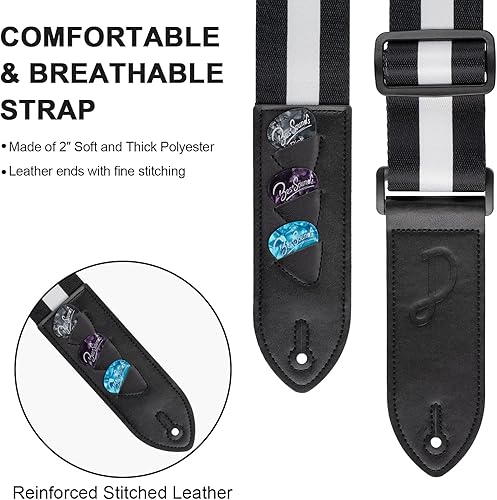 Miniatura 3 de Correa de guitarra, con 2 cerraduras y 1 botón, correas de hombro ultra cómodas para bajo, guitarras eléctricas y acústicas