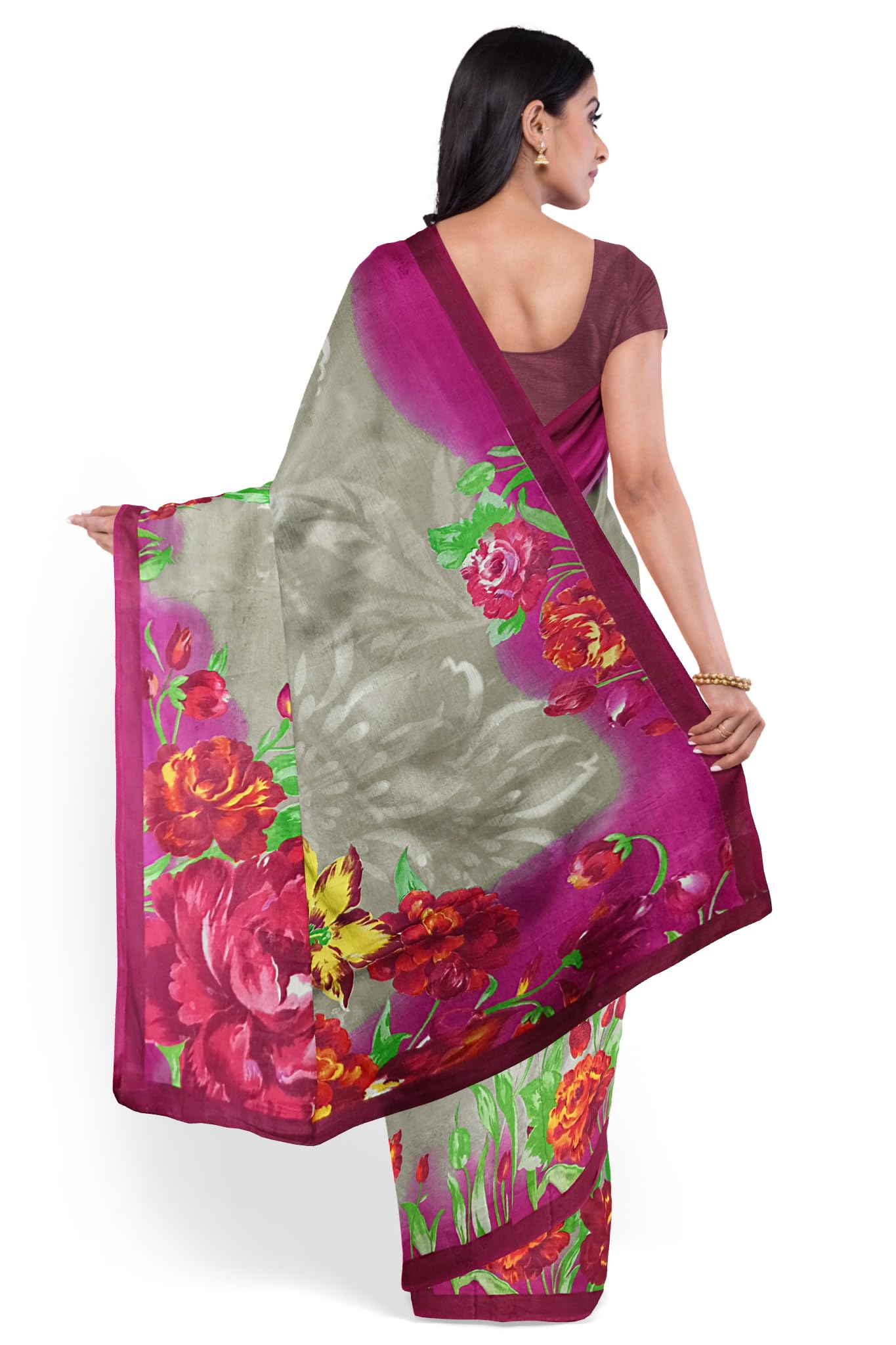 Garden Vareli Nara Chiffon Printed Saree With Unstiched Blouse Piece 1