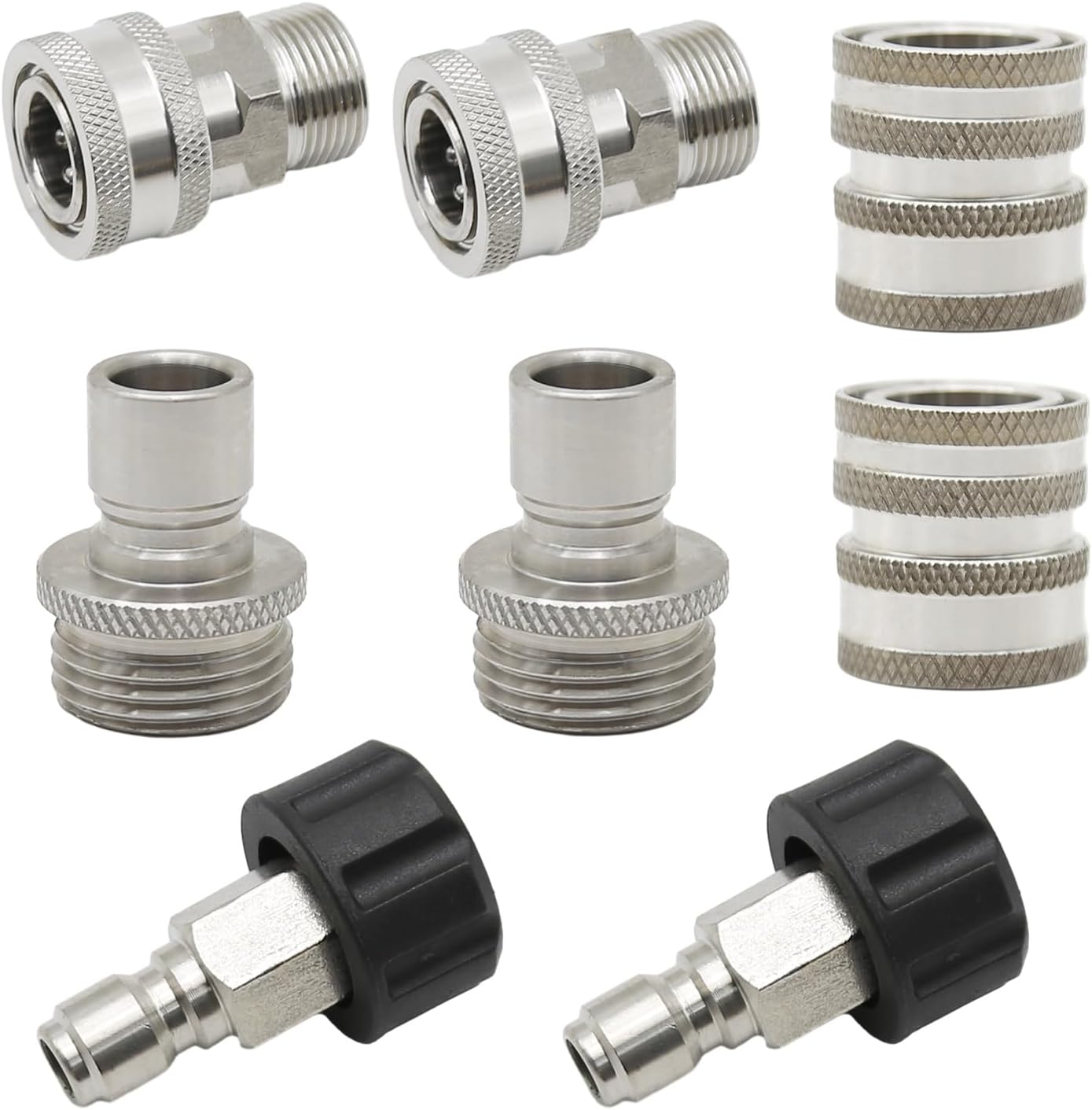 Hoypeyfiy 8Pcs Pressure Washer Adapter, Pressure Washer Quick Connect Kit, Stainless Steel M22 Swivel to 3/8 Inch Quick Connect, 3/4 Inch to Quick Release
