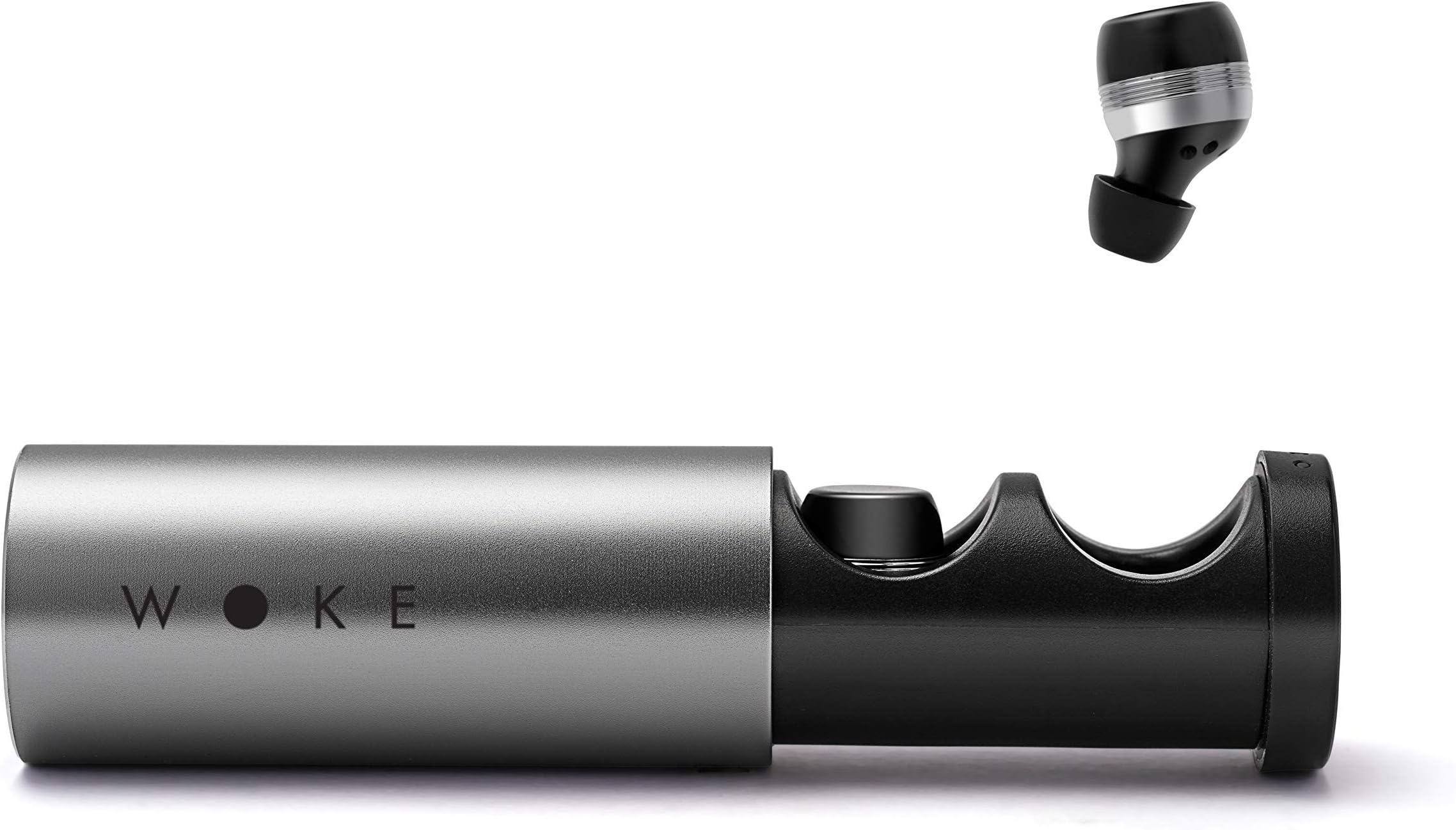 WOKE Atom Truely Wireless Bluetooth Smart Earbuds with in-built mic and Voice Assistant Siri/Ok Google V5.0 Multi-functional Touch Sensor In-Ear with Magnetic Charger-Case for IOS and Android (Black)