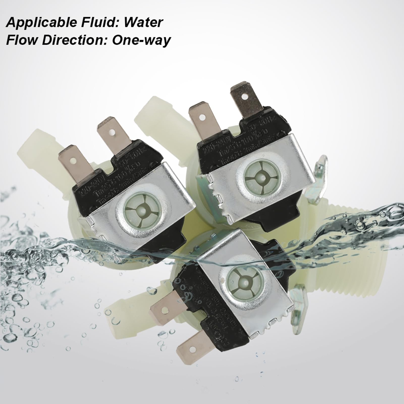 Electrovanne Electrique Entrée d'Eau 3 voies N/C Normale Fermée Électrovanne de Machine à Laver Electrique Plastique CA 220V G3 / 4