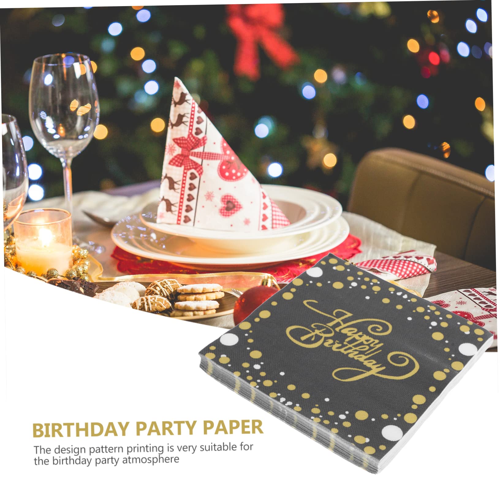 PRETYZOOM 200 Pièces Décoration De Serviette en Papier pour Table De Fête Ornement De Serviette Décorations Dorées Serviettes du Nouvel an Ornamentos Para Mesa De Joyeux Anniversaire Décor