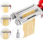 Rafbar Pasta Roller Cutters Attachment for Stand Mixers, 3 in 1 Stainless Steel Pasta Maker Set Included Pasta Sheet Rolle Cutter Accessories and 1 Metal Knob Screw Replacement