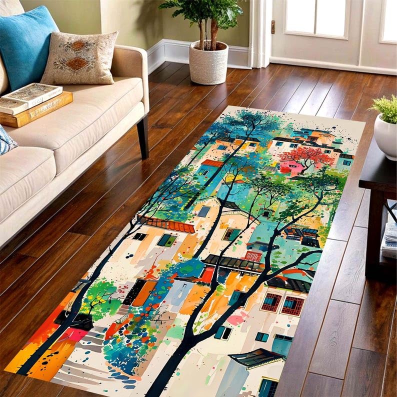 Tapis couloir lavable antidérapant grand format art moderne - 4