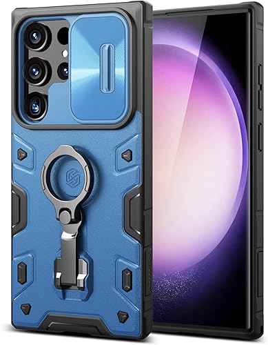 Nillkin Funda para Samsung Galaxy S23 Ultra con cubierta deslizante para cámara y soporte mejorado, grado mil, a prueba de golpes, S23 Ultra para