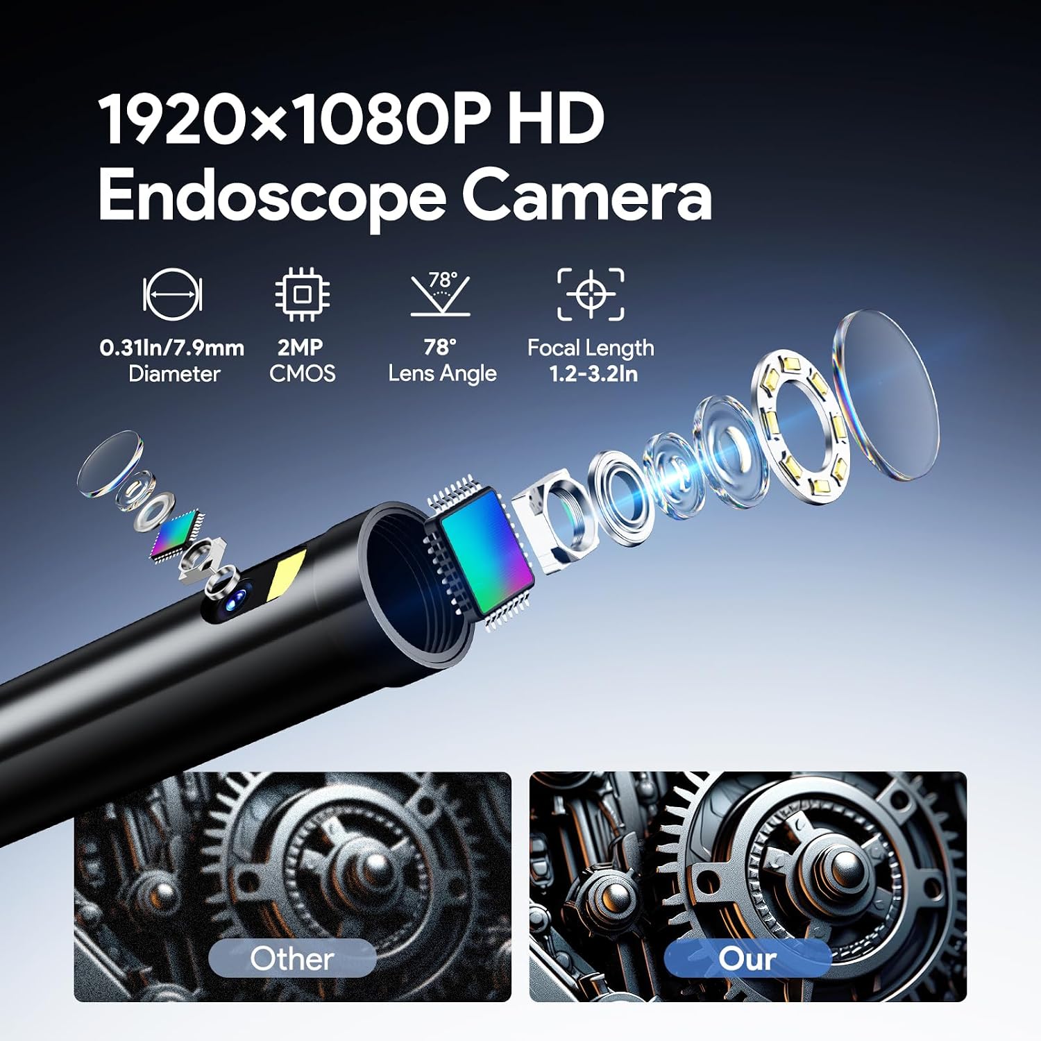 DEPSTECH Endoscope Camera with Light, Dual Lens Inspection Borescope 16.5FT photo 3