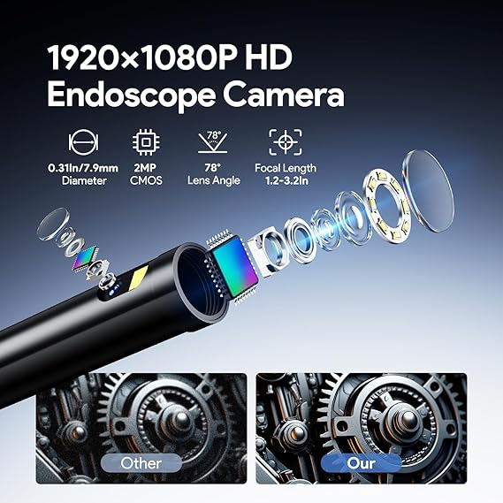 DEPSTECH Inspection Endoscope Camera with Light: Dual Lens 1080P Borescope with 4.3 IPS Screen & 16.5FT Snake Cable, Industrial Waterproof Video Automotive Tools for Sewer, HVAC, Plumbing, Mechanic