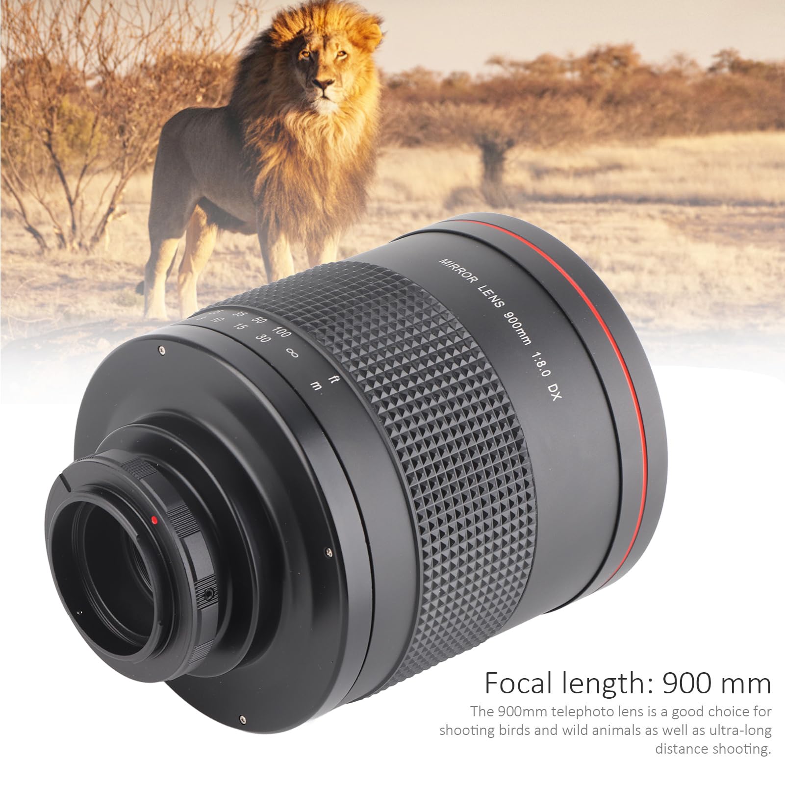 Hapvida Objectif Miroir Super téléobjectif 900 mm F8.0, téléobjectif Principal avec Corps en Alliage de revêtement MC pour Appareil Photo à Monture AI, Photographie d'oiseaux
