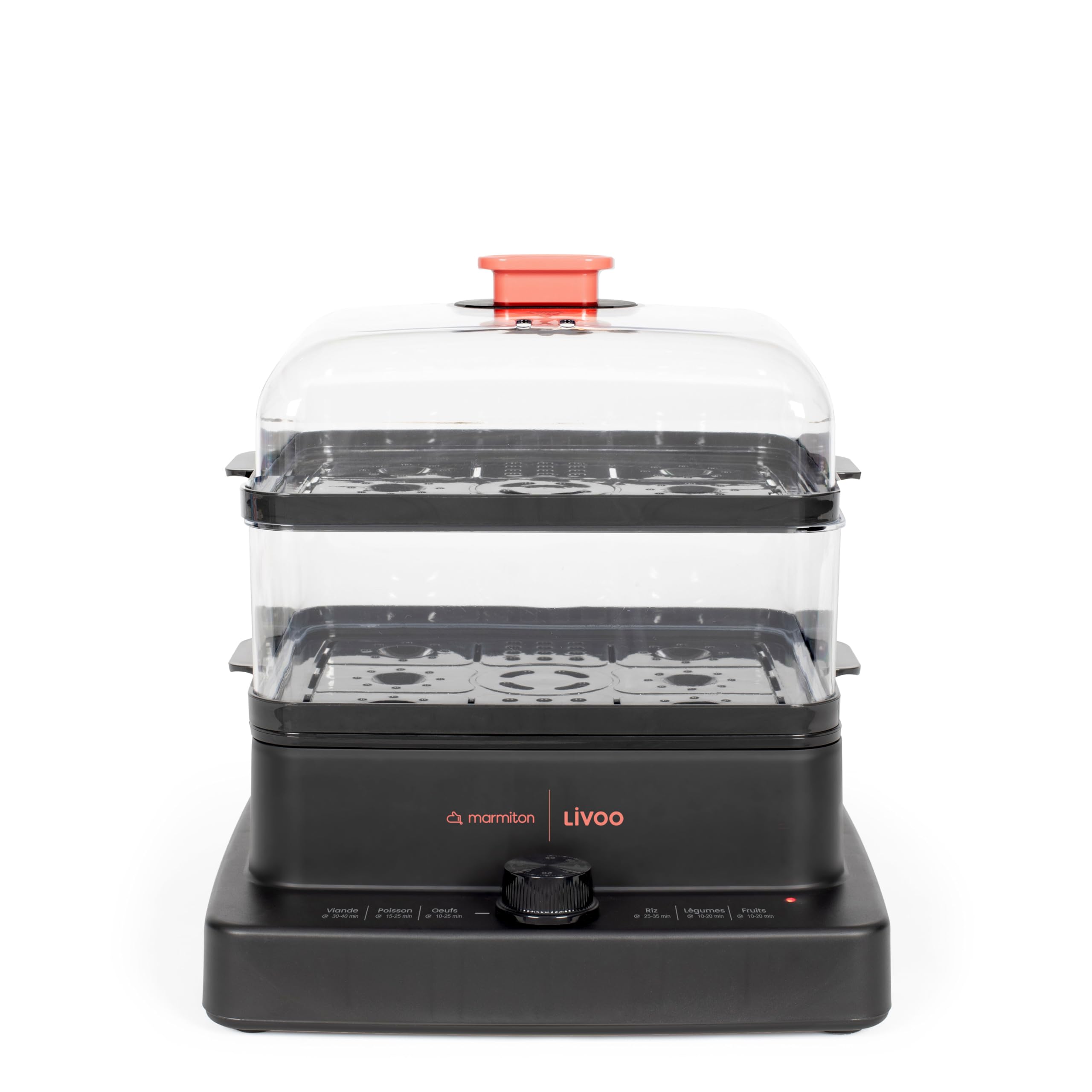 Livoo - Cuiseur Vapeur - Livoo X Marmiton DOC300-3 paniers - 12L - 1000 à 1200W - 20 recettes inclus