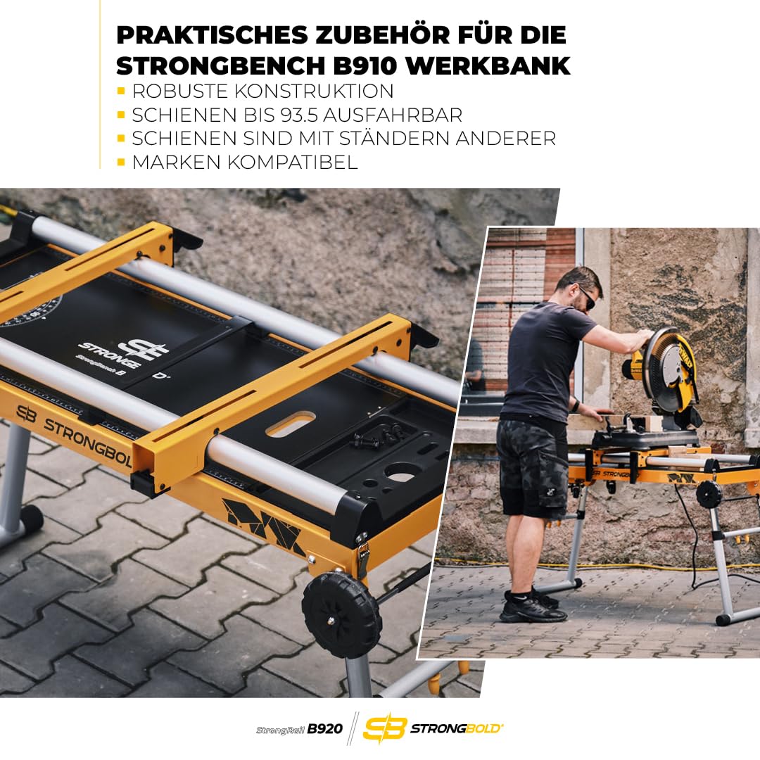 StrongBench B910 + StrongRail B920 Tavolo da officina multifunzione Banco da lavoro regolabile in altezza con piattaforma di lavoro regolabile in altezza Banco da lavoro pieghevole