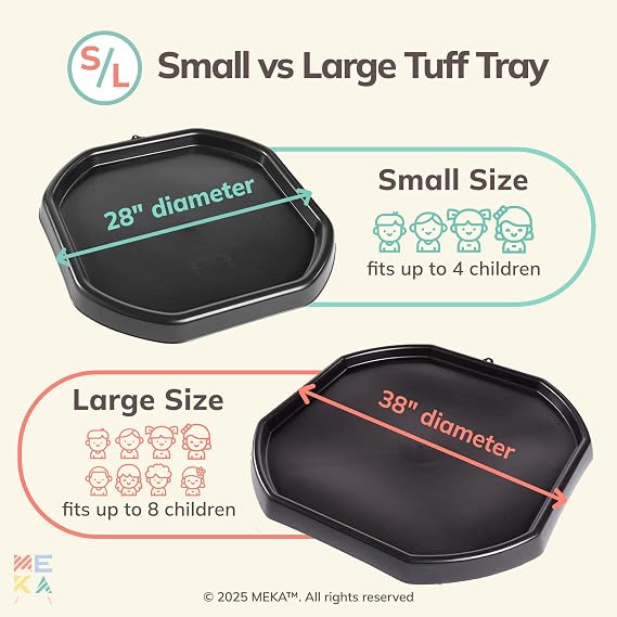 MEKA Tuff Tray Waterproof Cover for Kids Messy Play, Sensory, STEM Activities, Classroom & Home Use (Black, Large 38 x 38)