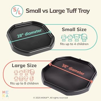 MEKA Tuff Tray Waterproof Cover for Kids Messy Play, Sensory, STEM Activities, Classroom & Home Use (Black, Large 38 x 38)
