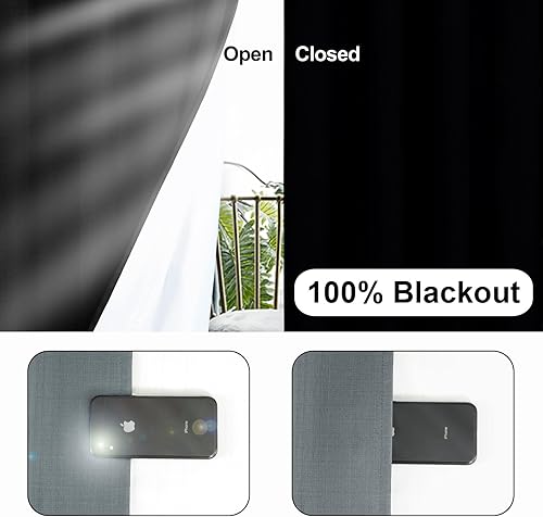 Miniatura 9 de PureFit Cortinas 100% opacas de 84 pulgadas de largo, lino para oscurecer la habitación, con aislamiento térmico, cortina extra ancha para puerta