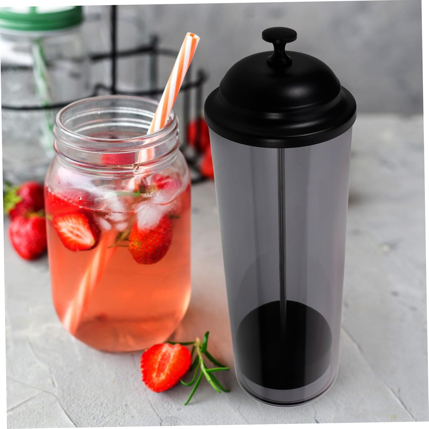 Straw Storage Bucket Plastic Countertop Straw Dispenser for Kitchen Use