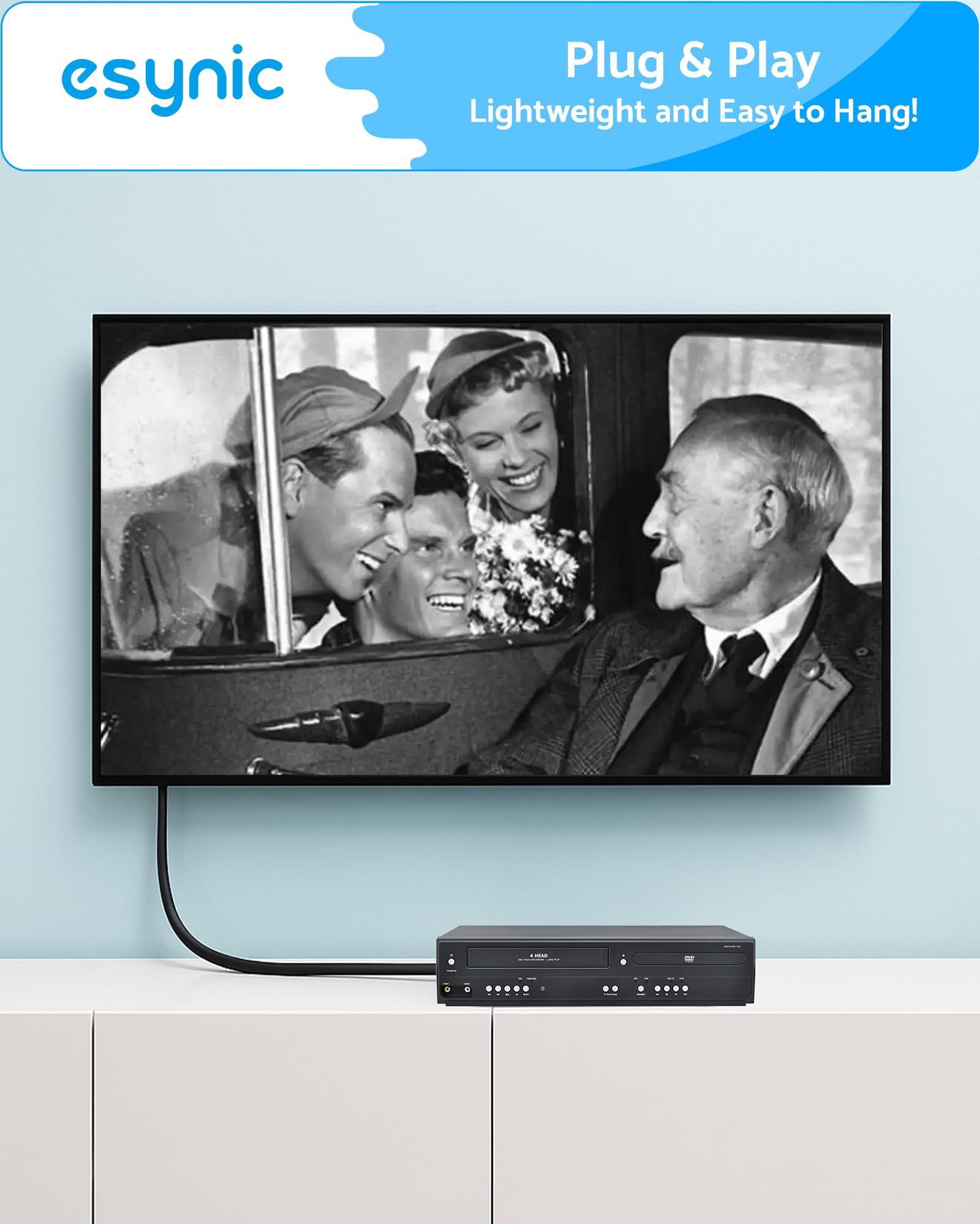 eSynic Convertisseur SCART vers HDMI 1080P avec Câble 1,5m pour TV Moniteur Supporte 3D Commutation 4:3/16:9 Compatible avec Wii PS1 PS2 N64 Xbox DVD Players VCR