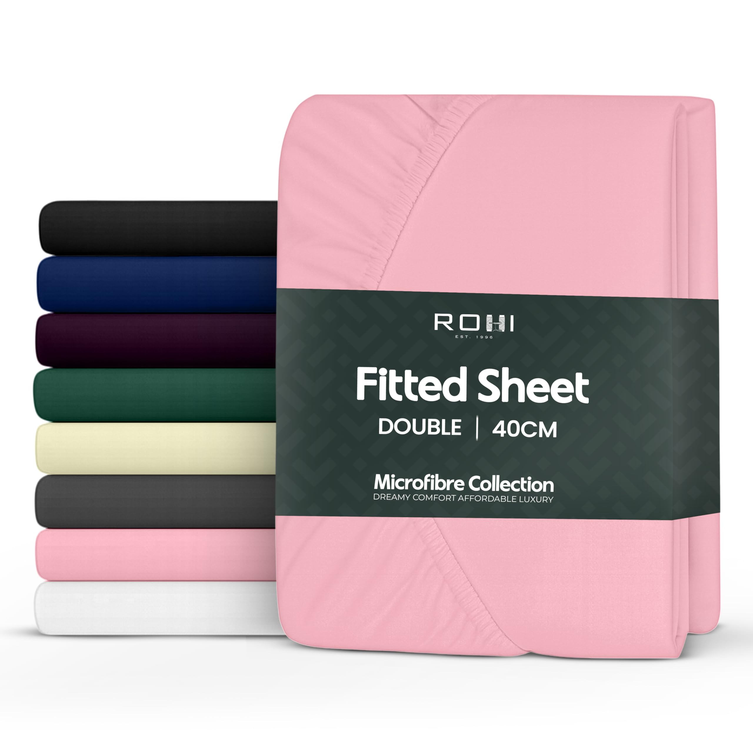 Rohi Double Bed Fitted Sheet 100% Microfibre – 16'' (40cm) Extra Deep Fitted Sheet with ...