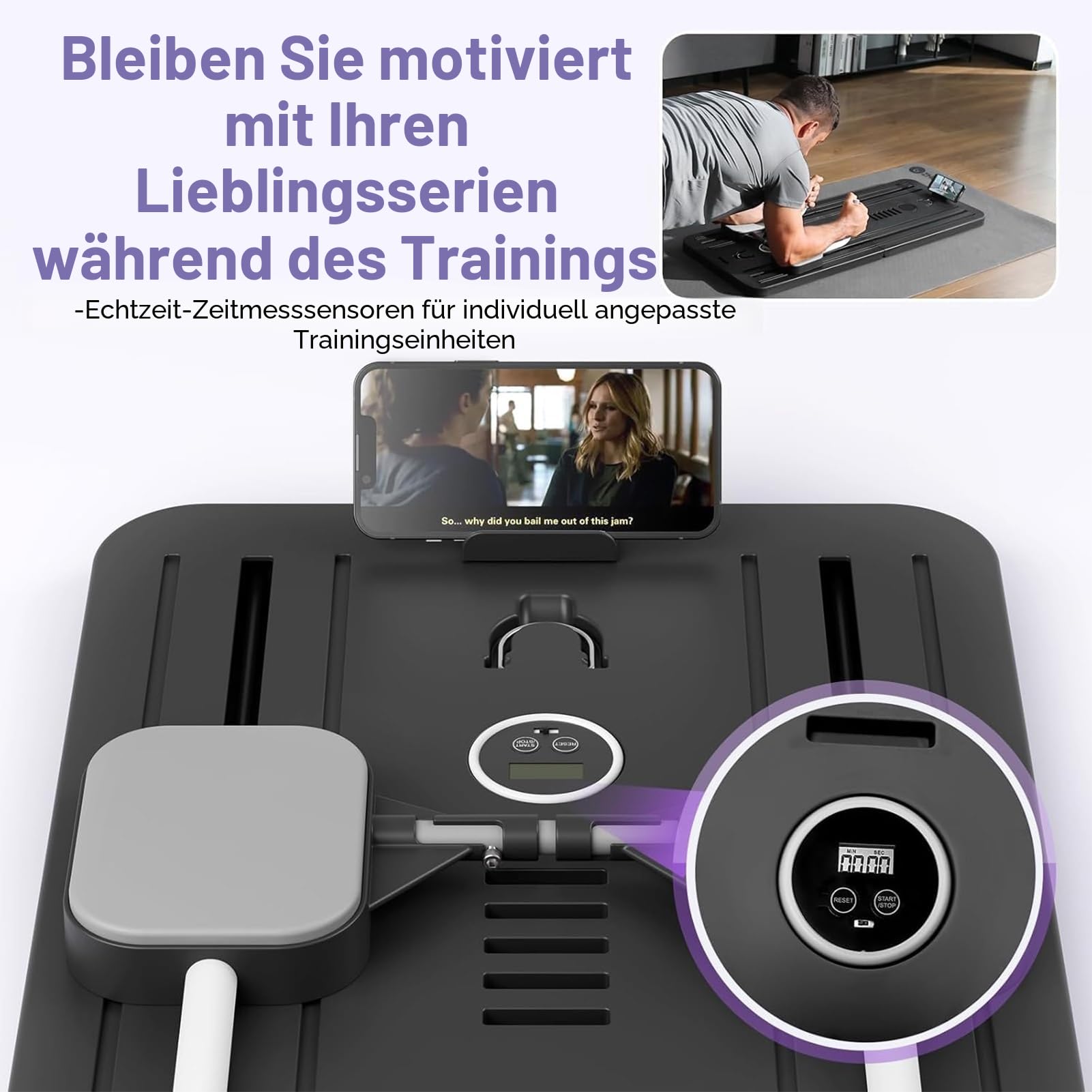 ExeractFit Upgraded Pilates Board, Pilates Reformer Set Bauchroller Board, Ab Roller Trainingsgerät Automatisches Rebound Bauchmuskeltrainer Mit Widerstandsband(Rosa ohne Griff)