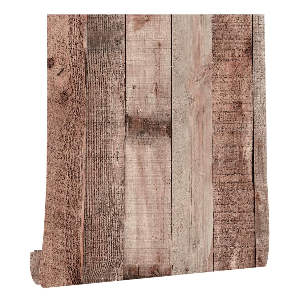 Samoprzylepna tapeta z efektem drewna, 44,5 x 500 cm, kolorowa tapeta panelowa o wyglądzie słojów drewna, tapeta z drewnianymi listwami, samoprzylepna folia meblowa do salonu, łazienki, szuflady