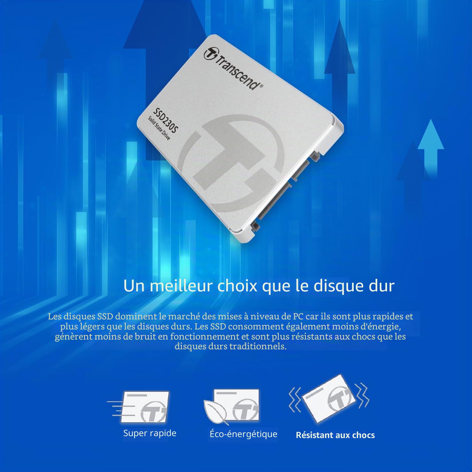 Transcend SSD230S SSD Interne 128GB 2,5" SATA III 6 Go/s 3D TLC NAND avec Cache DRAM - TS128GSSD230S