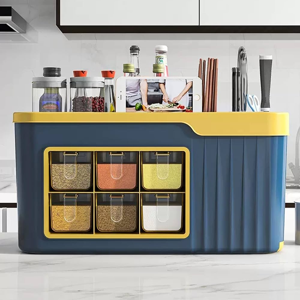 Amazon|多機能キッチンスパイスボックス、6コンパートメント透明 Amazon|多機能キッチンスパイスボックス、6コンパートメント透明