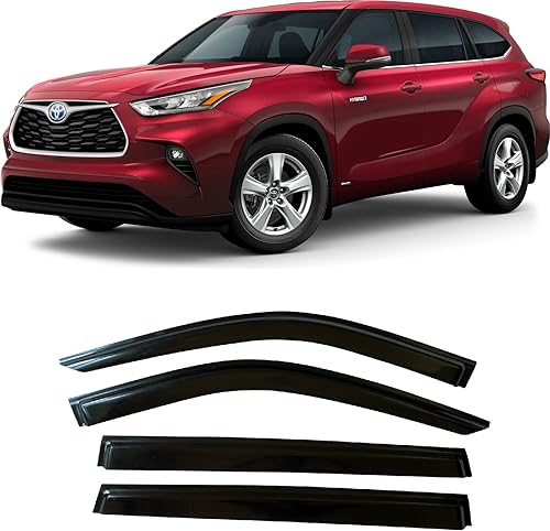 Deflectores de visera de ventana lateral teñidos de humo, protectores de lluvia compatibles con Toyota Highlander 2020 2021 2022 2023 L LE XLE XSE
