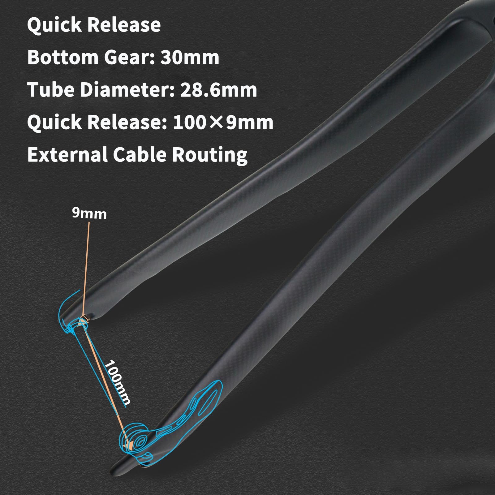 700C Carbon widelec do roweru wyścigowego, 1 1/8" prosta rura, hamulec tarczowy z przodu, lekki widelec, szybkozamykacz 9 x 100 mm