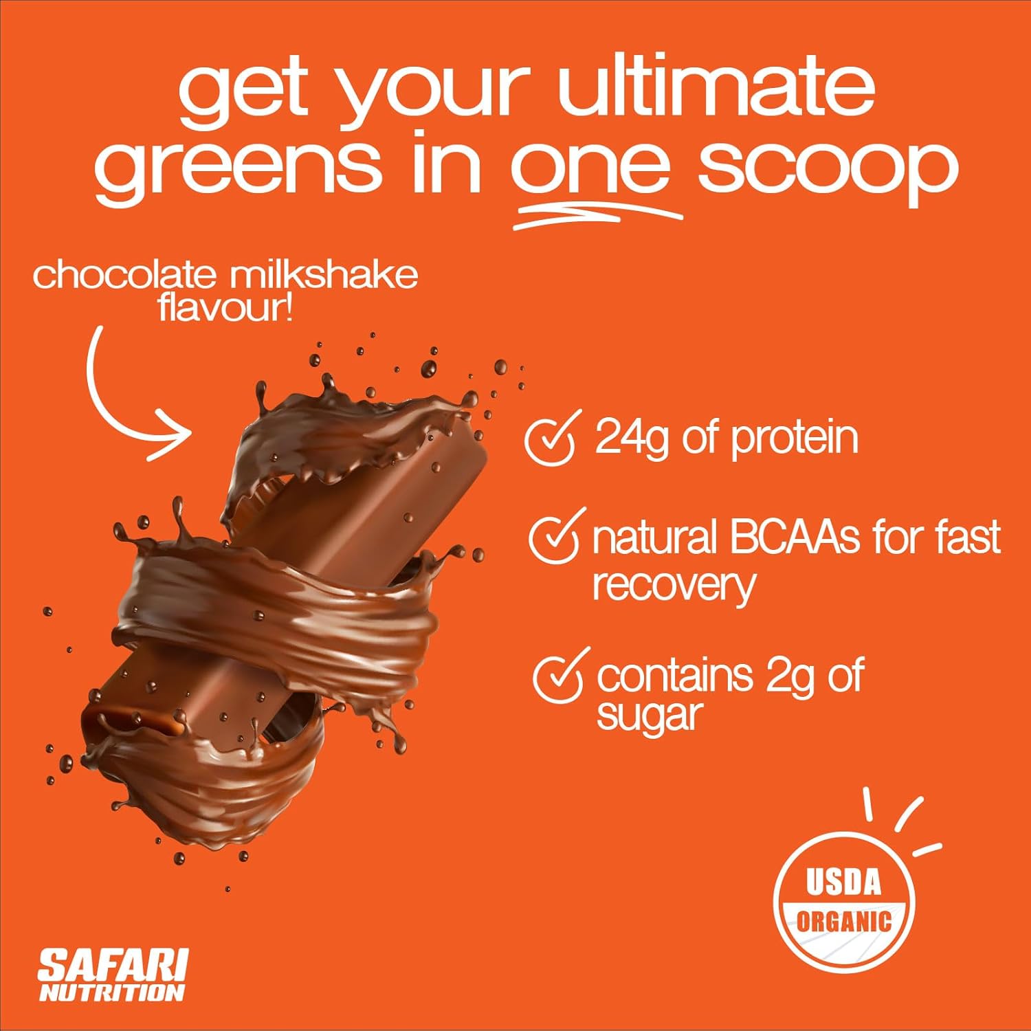 Safari Nu 100% Whey Premium Protein Powder, Chocolate - 2 LB Tub, 25G of Protein - Concentrate & Isolate Whey Protein Blend - 12g BCAAs Per 2 Scoops (2 Pounds, Chocolate)