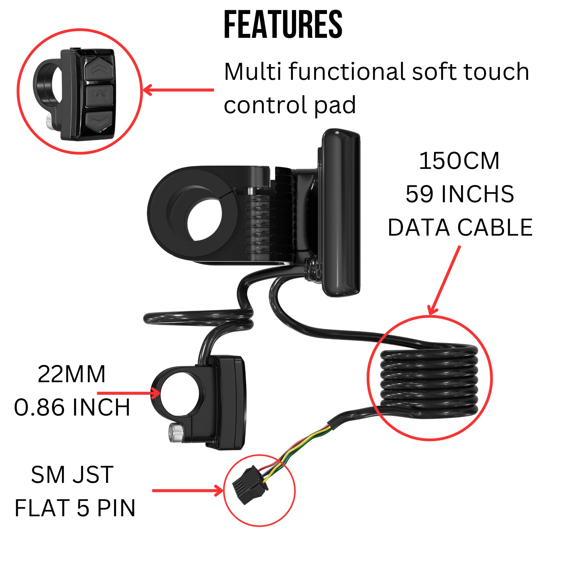 SW900 EBike Display 24V 36V 48V 60V 72V Electric Bicycle Screen Panel Speedo Speedometer LED 5 Pin Sine Wave - Image 2