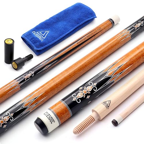 CUESOUL 3 Cushion Carom Billiard Cue Red 56inch Weight 18oz,Wooden Joint System