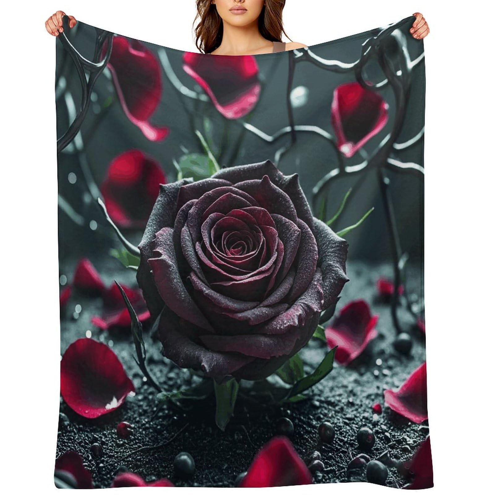 Rose Throw Blanket for Couch and Bed Super Soft Warm Lightweight Throw Blankets Cozy Fuzzy Flannel Blanket Personalized Decorative Blankets for Sofa Decor 30"x40"