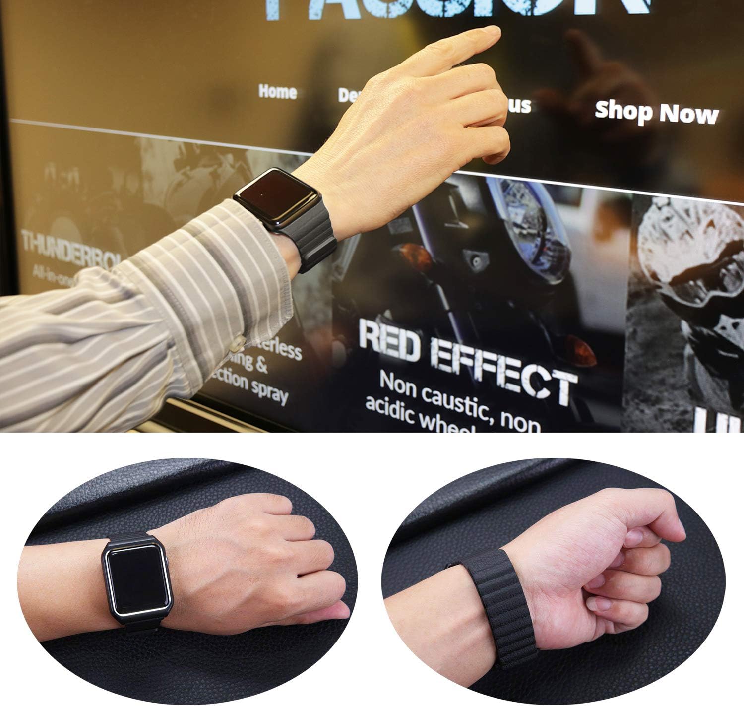 Amаzоn Crаzу 🔥 Dеаlѕ VeryBet Unique Designed Leather Band Compatible for Apple Watch Series 7 45mm 44mm 42mm, Adjustable Loop Strap with Strong Magnetic Closure for iWatch Series 6-5-4-3-2-1 SE (Color Black&Blue)