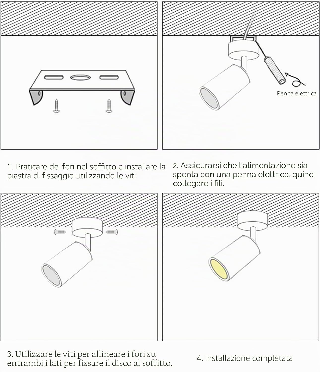 6 confezioni di faretti da soffitto extra-luminosi da 25 W regolabili a 90 gradi, proiettore da soffitto antiriflesso, faretto da soffitto a LED da incasso (bianco 3000 K 25 W ad alta