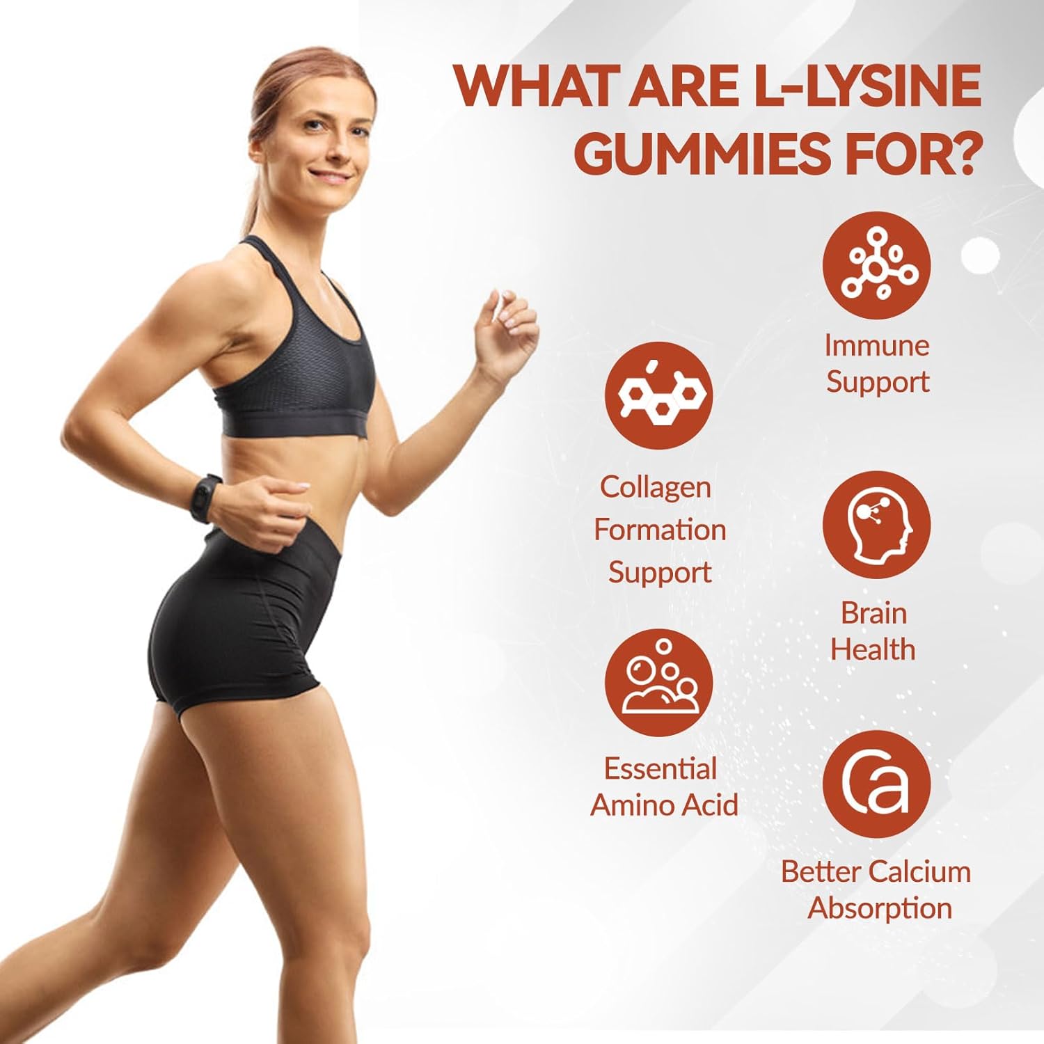 L-Lysine 1000mg Gummies, Chewable Lysine Supplement for Adults, Immune Support, Collagen Formation Support, Lemon Flavor, 120 Count