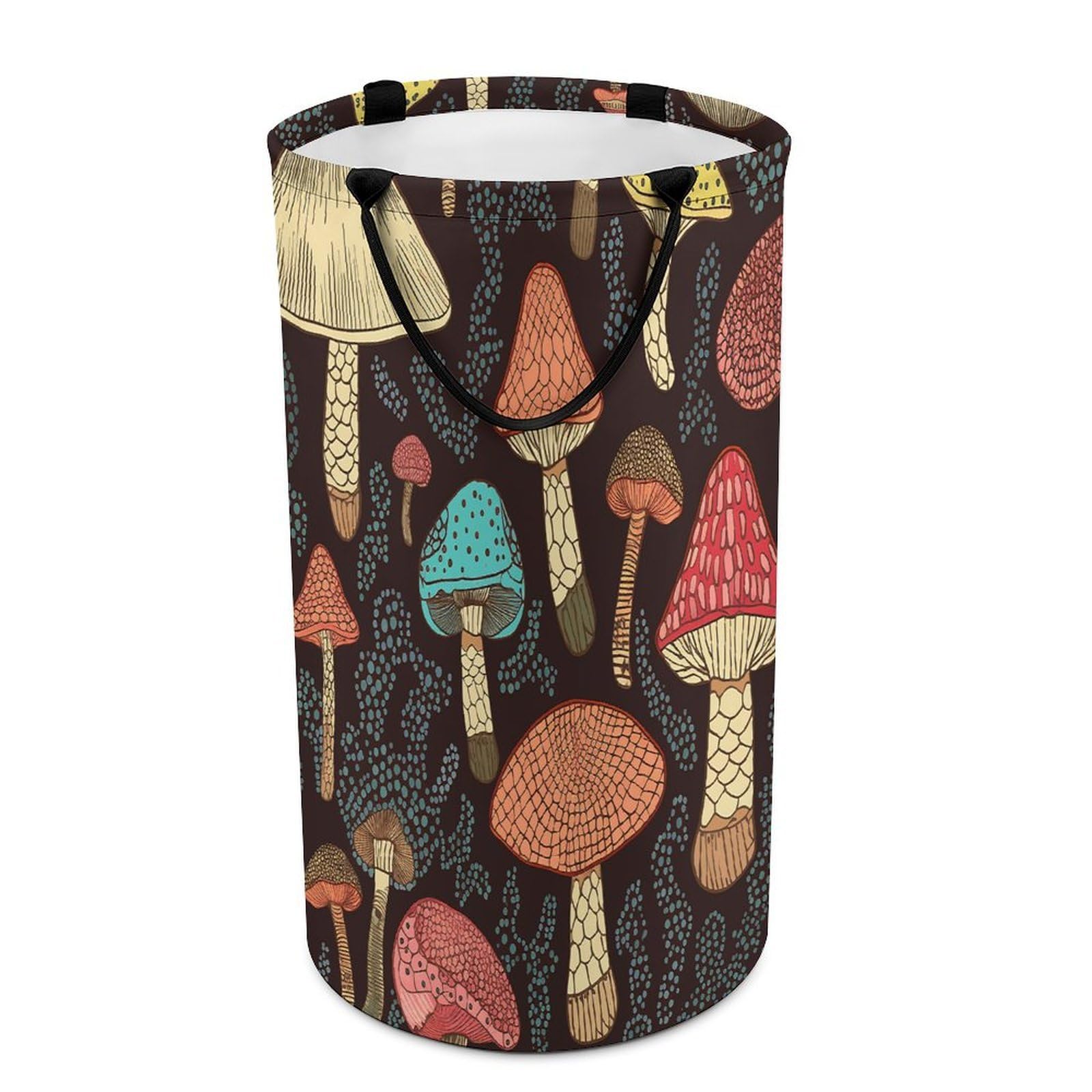 Mushroom Laundry Basket Large Foldable Laundry Hamper with Handles Freestanding Collapsible Clothes Basket Waterproof Portable Dirty Clothes Hamper for Bathroom 86L