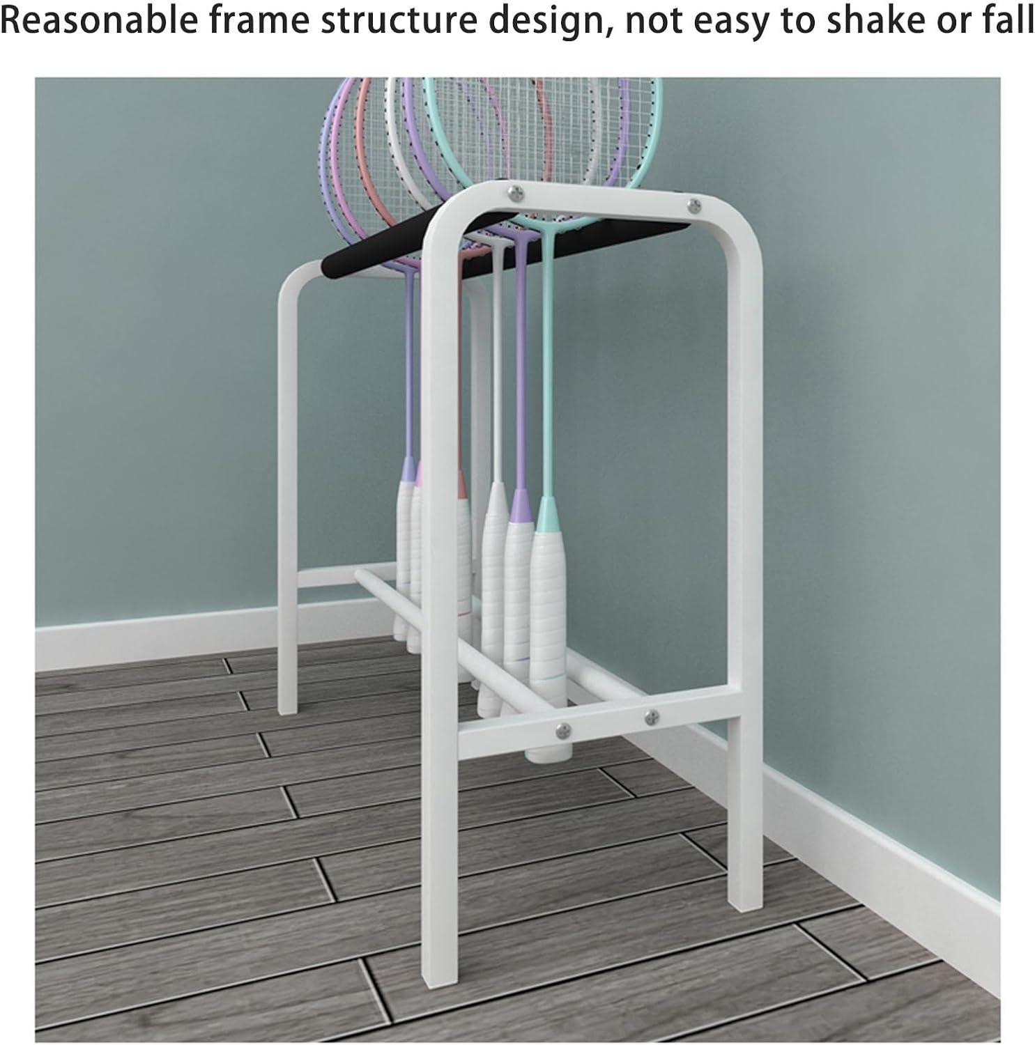 Heavy Duty Tennis Racket Storage Rack Floor Standing Badminton Racquet Storage Rack Tennis Racquet Holder with Sponge Protection Tennises Racket Display Stand(Black)