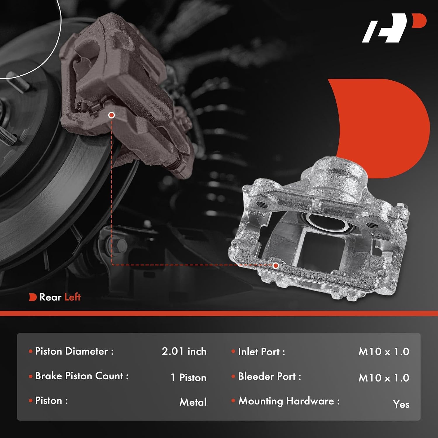 A-Premium Rear Left Driver Disc Brake Caliper with Bracket | Compatible with Dodge, Freightliner and Mercedes-Benz Models - Sprinter 2500/Sprinter 2007-2018
